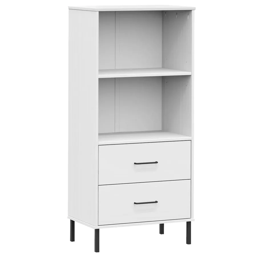 Bibliothèque à 2 tiroirs Blanc 60x35x128,5 cm Bois massif OSLO - 2