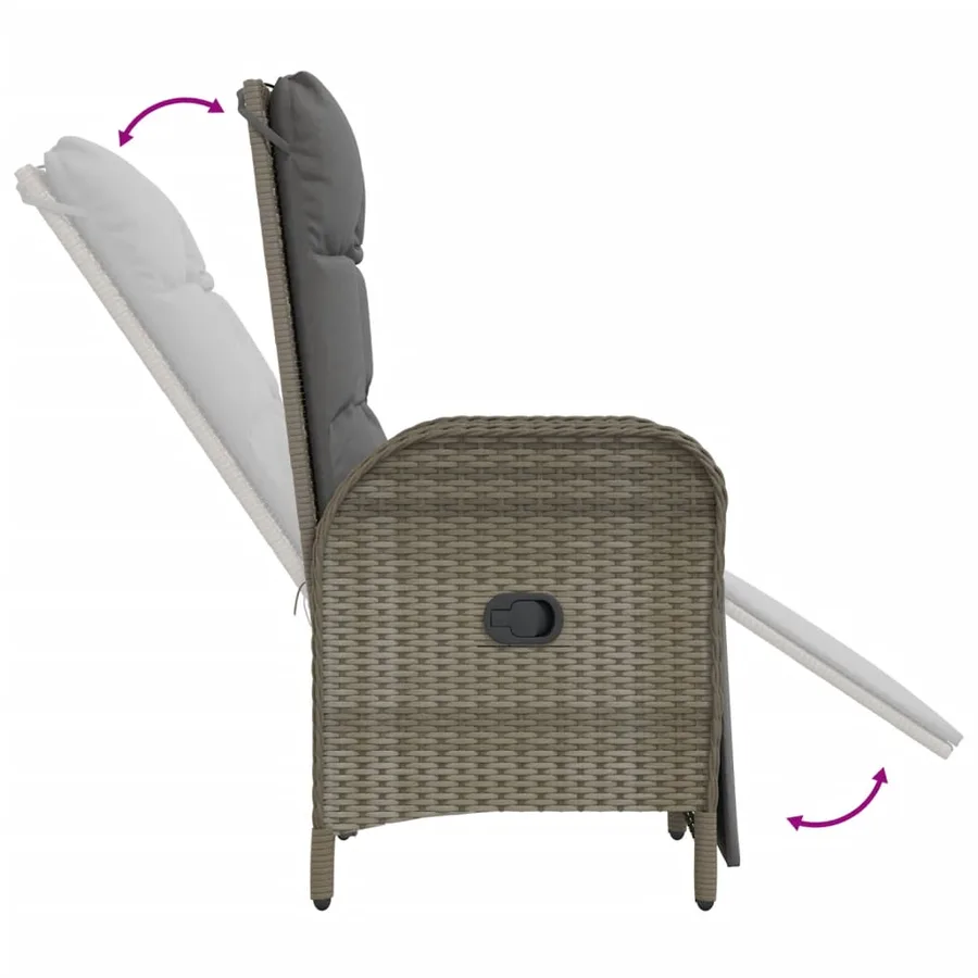 Chaises inclinables de jardin lot de 2 et table résine tressée - 6