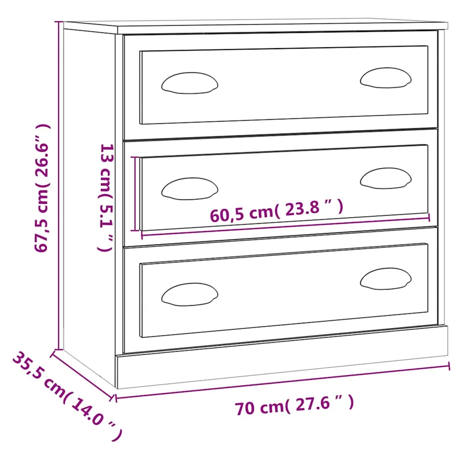 Buffet blanc 70x35,5x67,5 cm bois d'ingénierie - 10