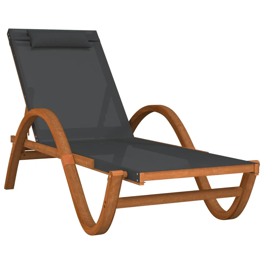Chaise longue avec coussin blanc textilène/bois massif peuplier - 11