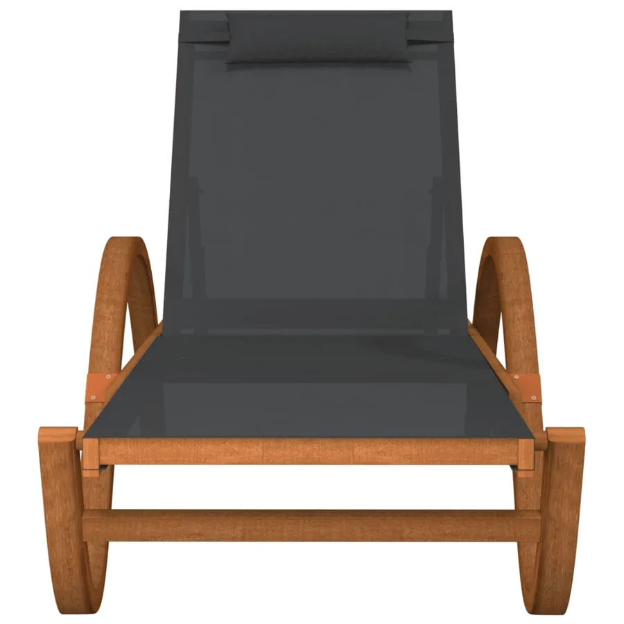 Chaise longue avec coussin blanc textilène/bois massif peuplier - 12