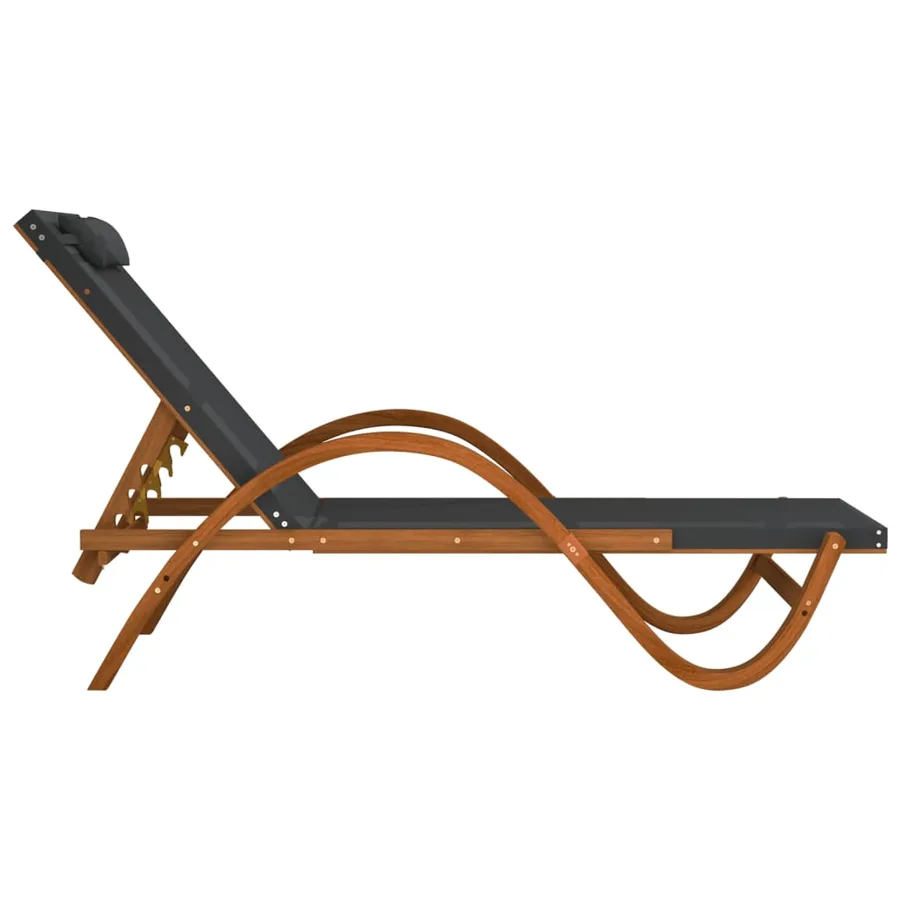 Chaise longue avec coussin blanc textilène/bois massif peuplier - 13