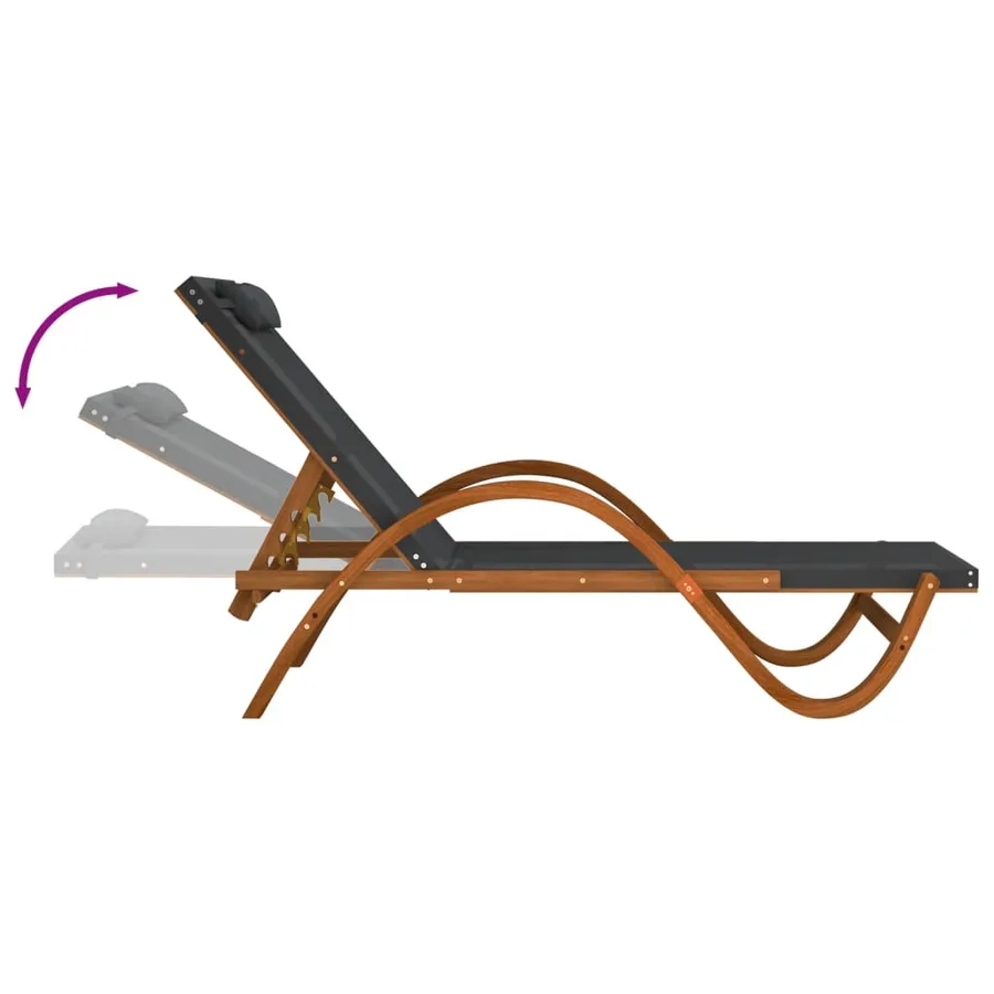 Chaise longue avec coussin blanc textilène/bois massif peuplier - 15