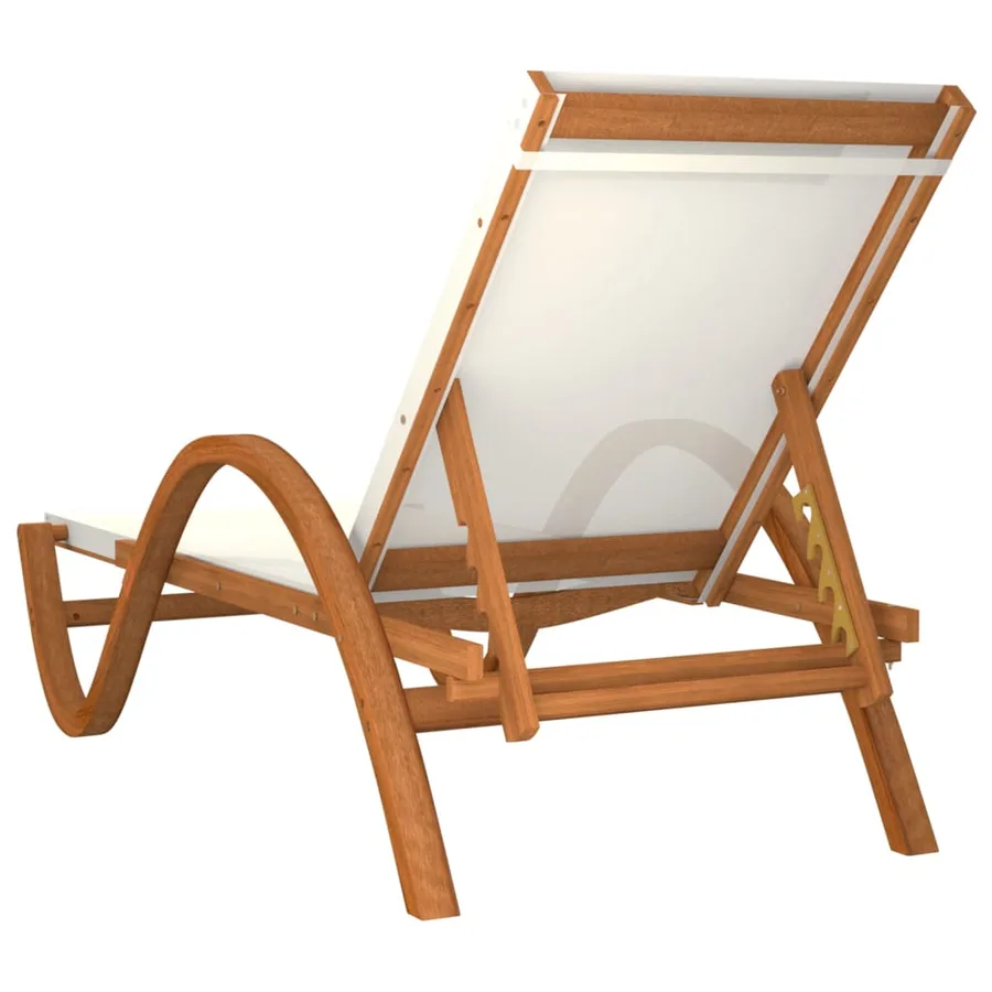 Chaise longue avec coussin blanc textilène/bois massif peuplier - 5