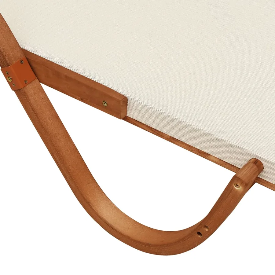 Chaise longue avec coussin blanc textilène/bois massif peuplier - 8
