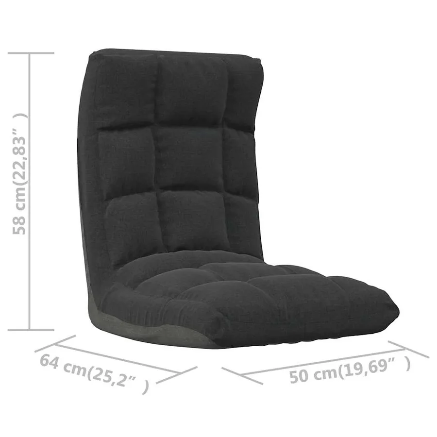 Chaise pliable de sol Noir Tissu - 10