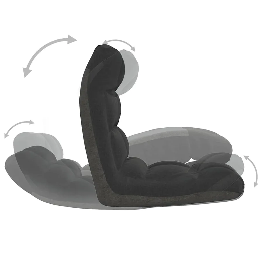 Chaise pliable de sol Noir Tissu - 6