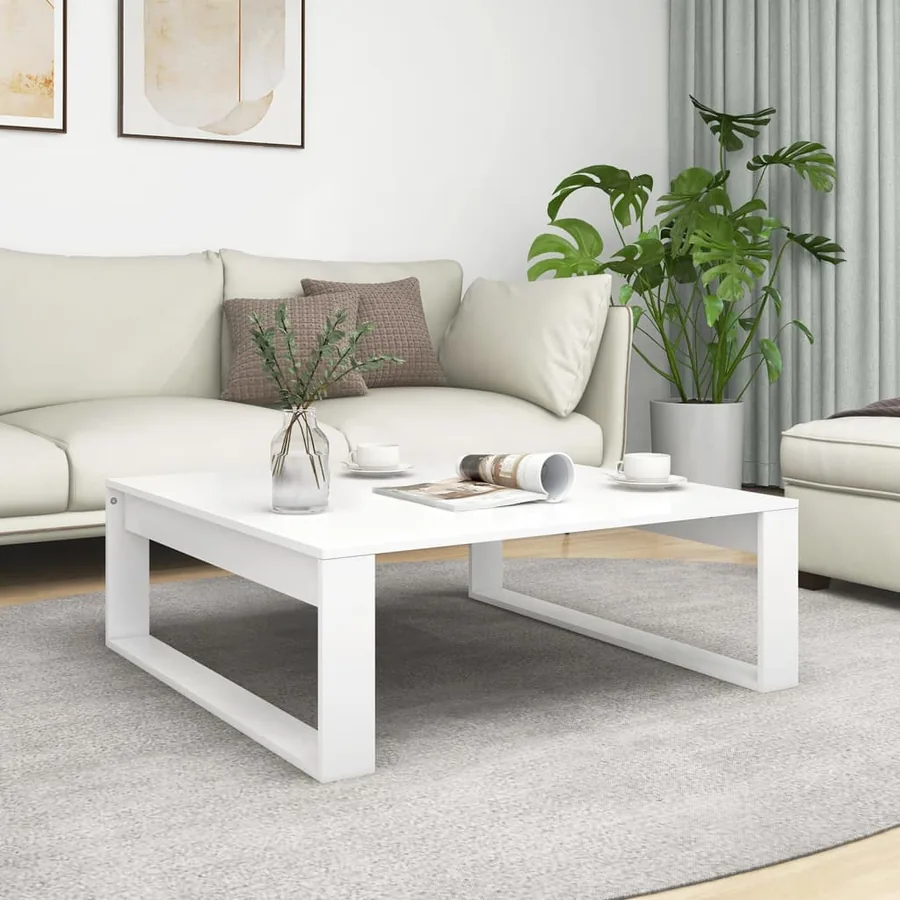 Table basse Blanc 100x100x35 cm Bois d’ingénierie