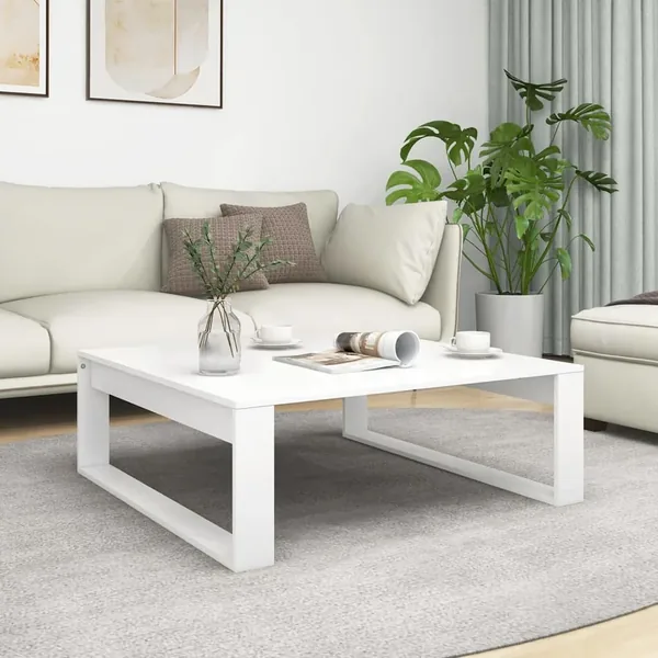 Table basse Blanc 100x100x35 cm Bois d’ingénierie