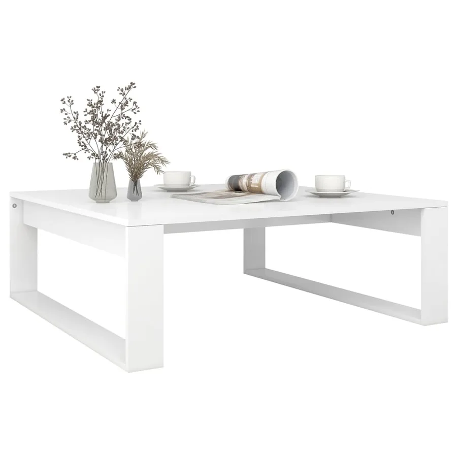 Table basse Blanc 100x100x35 cm Bois d’ingénierie - 6