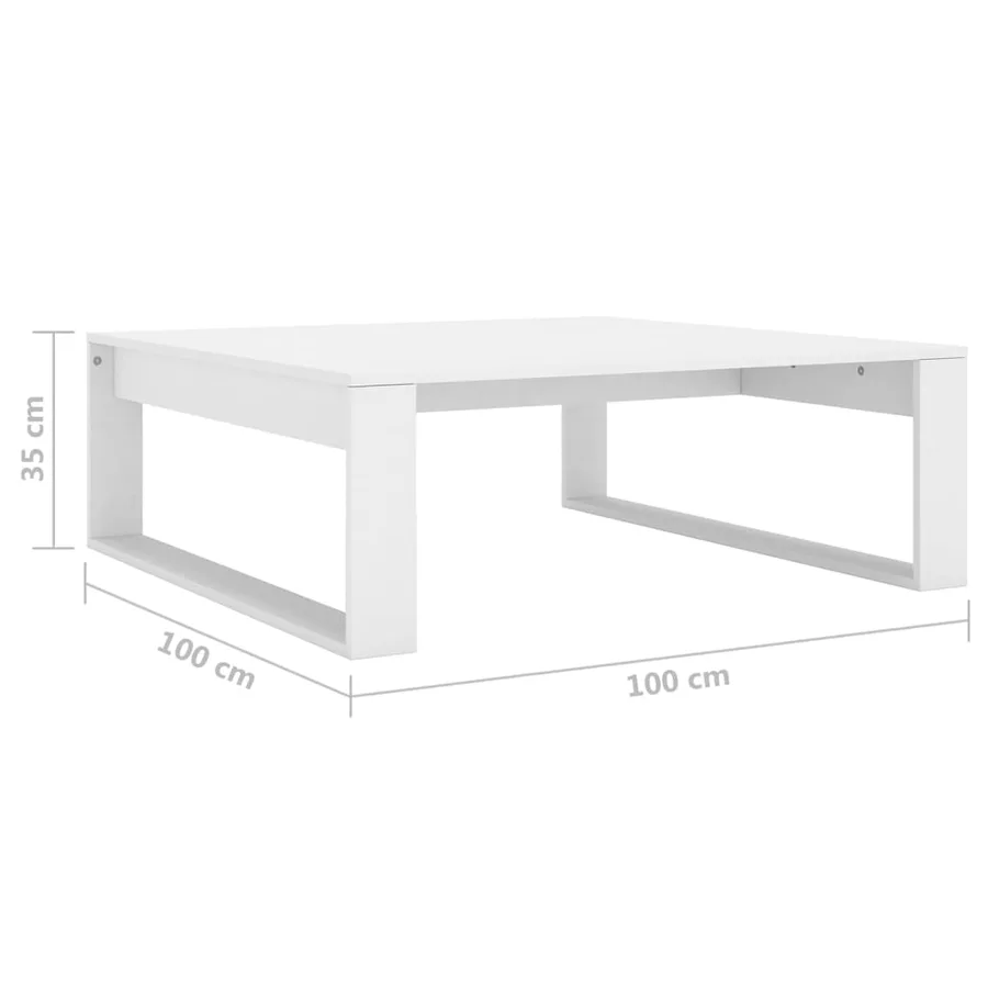 Table basse Blanc 100x100x35 cm Bois d’ingénierie - 7