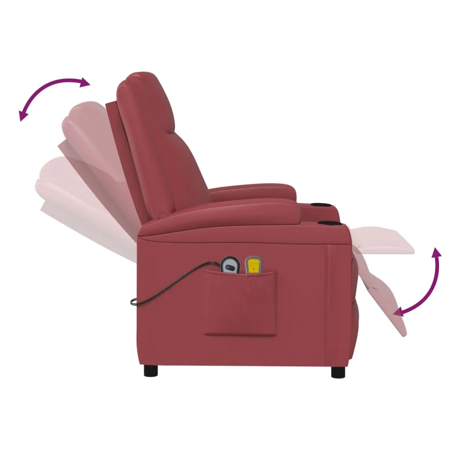 Fauteuil de massage électrique Rouge bordeaux Similicuir - 7