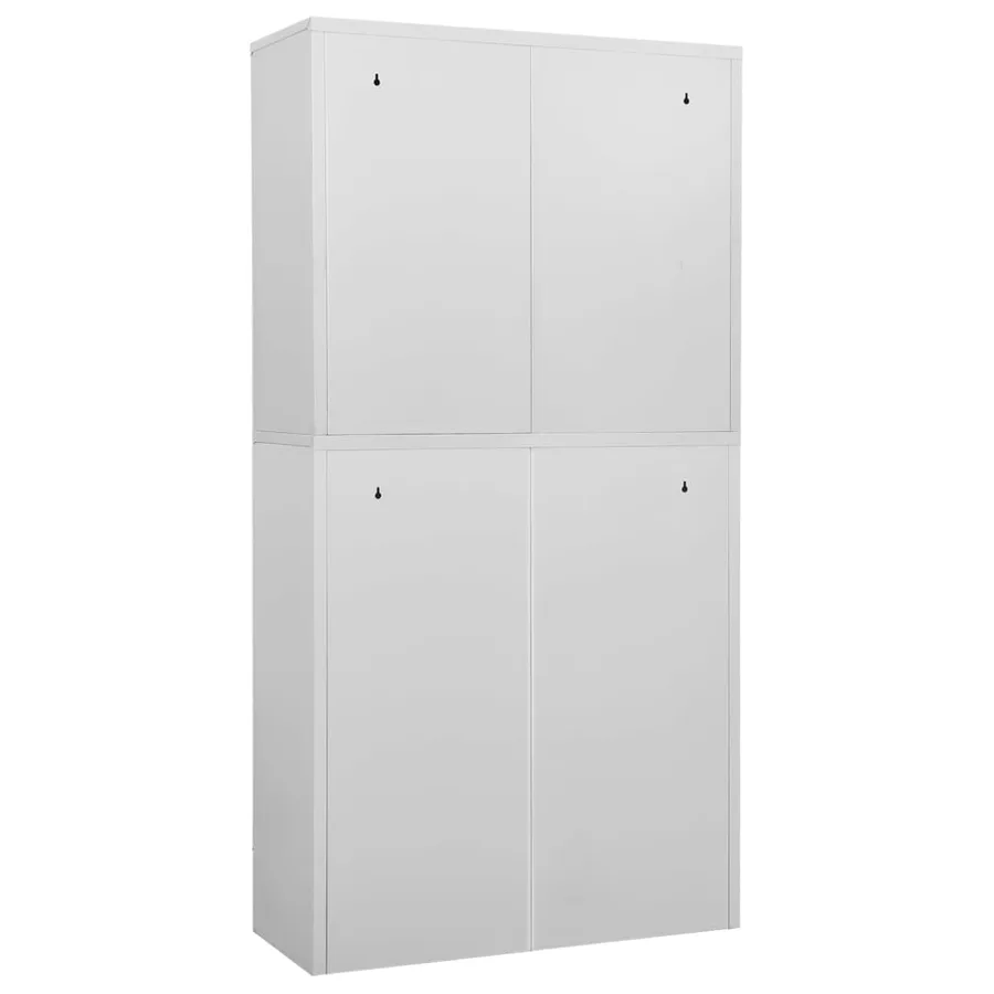 Armoire de bureau Gris clair 90x40x180 cm Acier et verre trempé - 5