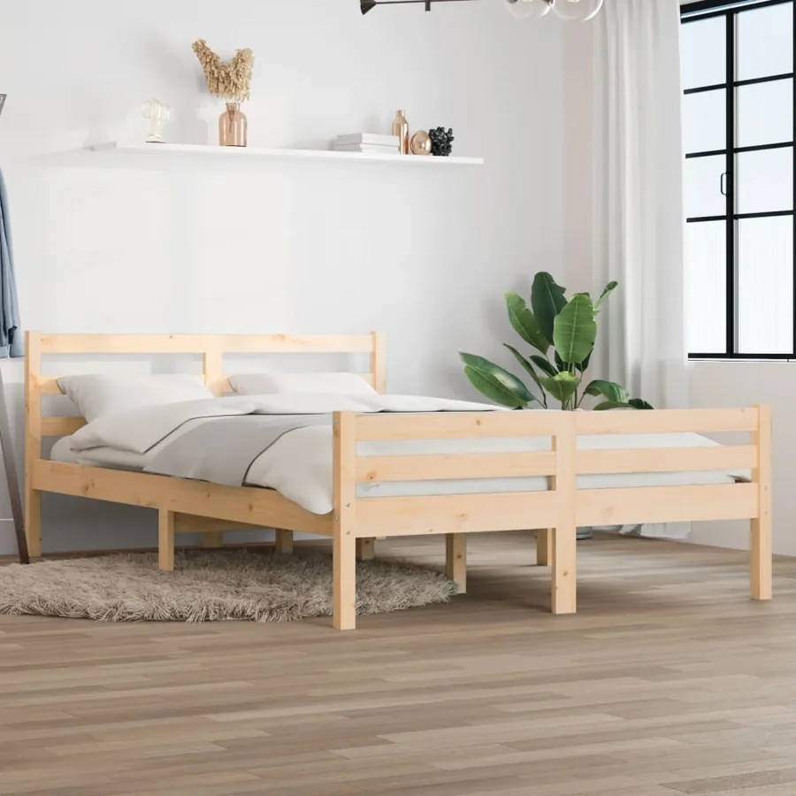 Cadre de lit sans matelas bois massif 140x200 cm