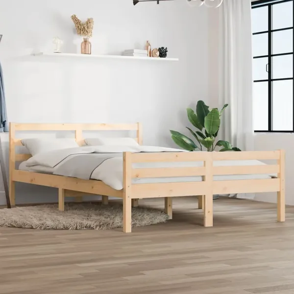 Cadre de lit sans matelas bois massif 140x200 cm