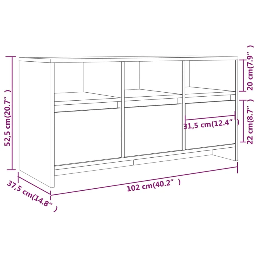 Meuble TV Sonoma gris 102x37,5x52,5 cm Bois d'ingénierie - 8