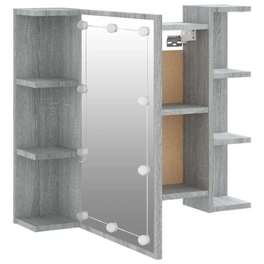 Armoire à miroir avec LED Sonoma gris 70x16,5x60 cm - 10