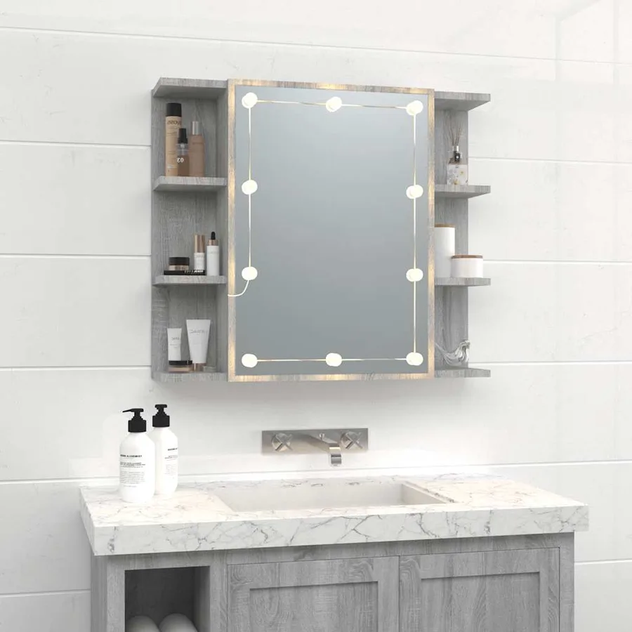 Armoire à miroir avec LED Sonoma gris 70x16,5x60 cm - 3