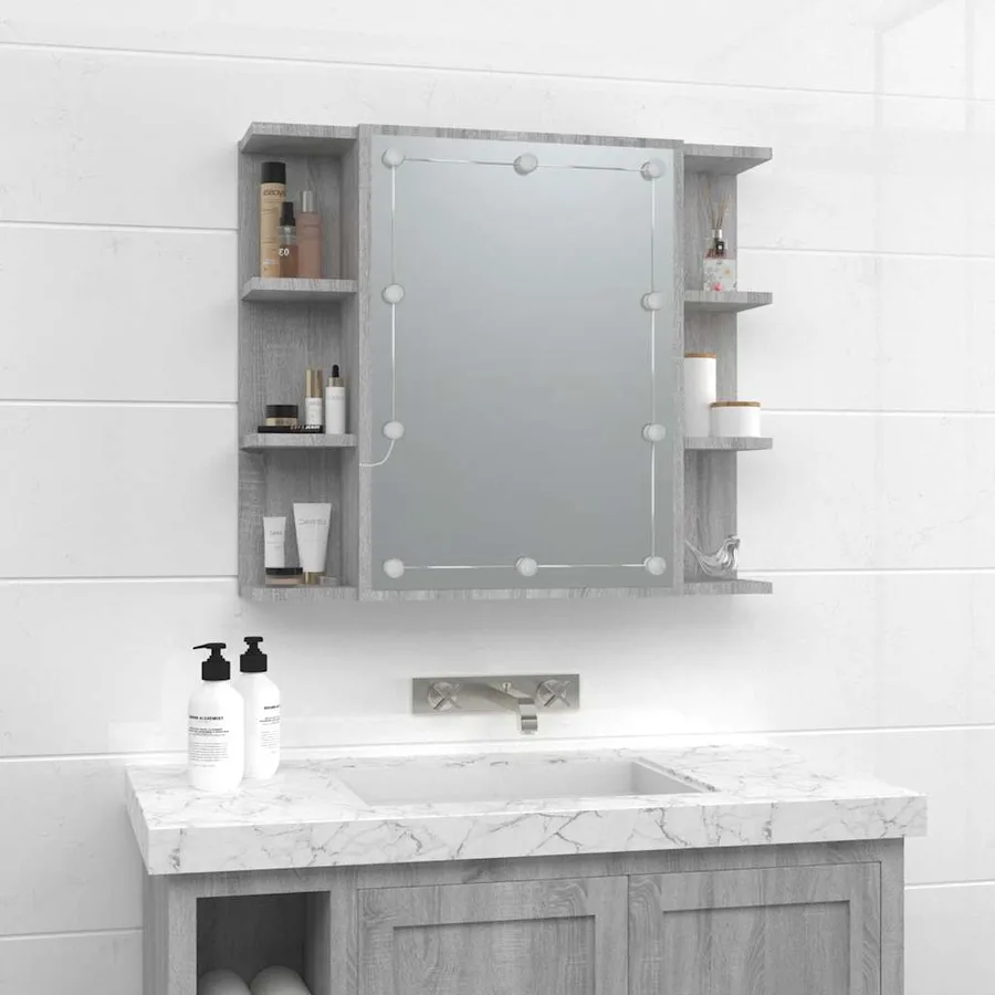 Armoire à miroir avec LED Sonoma gris 70x16,5x60 cm - 4