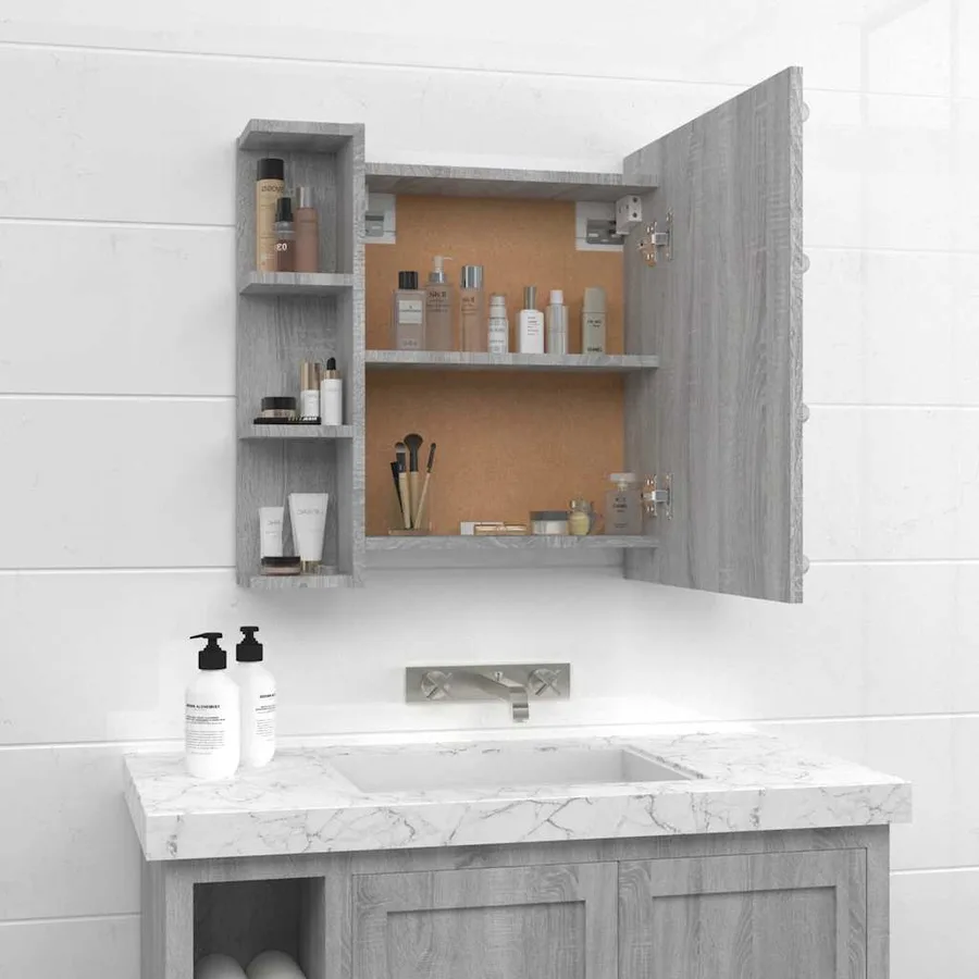 Armoire à miroir avec LED Sonoma gris 70x16,5x60 cm - 5