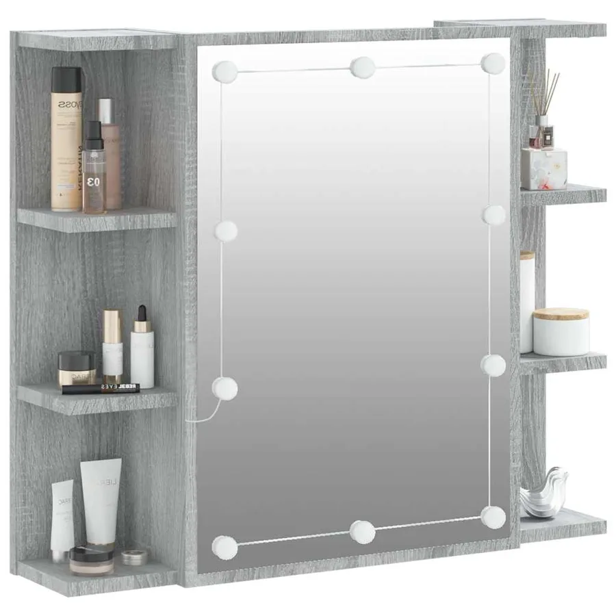 Armoire à miroir avec LED Sonoma gris 70x16,5x60 cm - 6