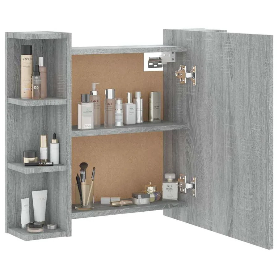 Armoire à miroir avec LED Sonoma gris 70x16,5x60 cm - 7