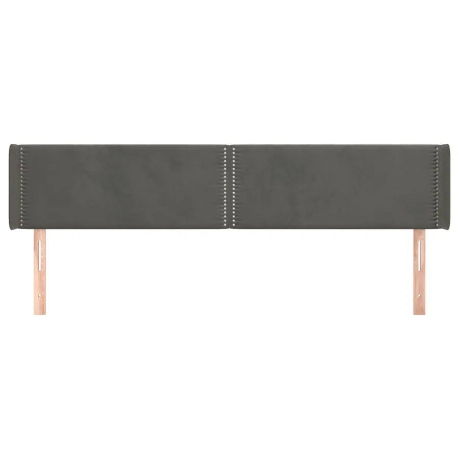 Tête de lit avec oreilles Gris foncé 203x16x78/88 cm Velours - 3