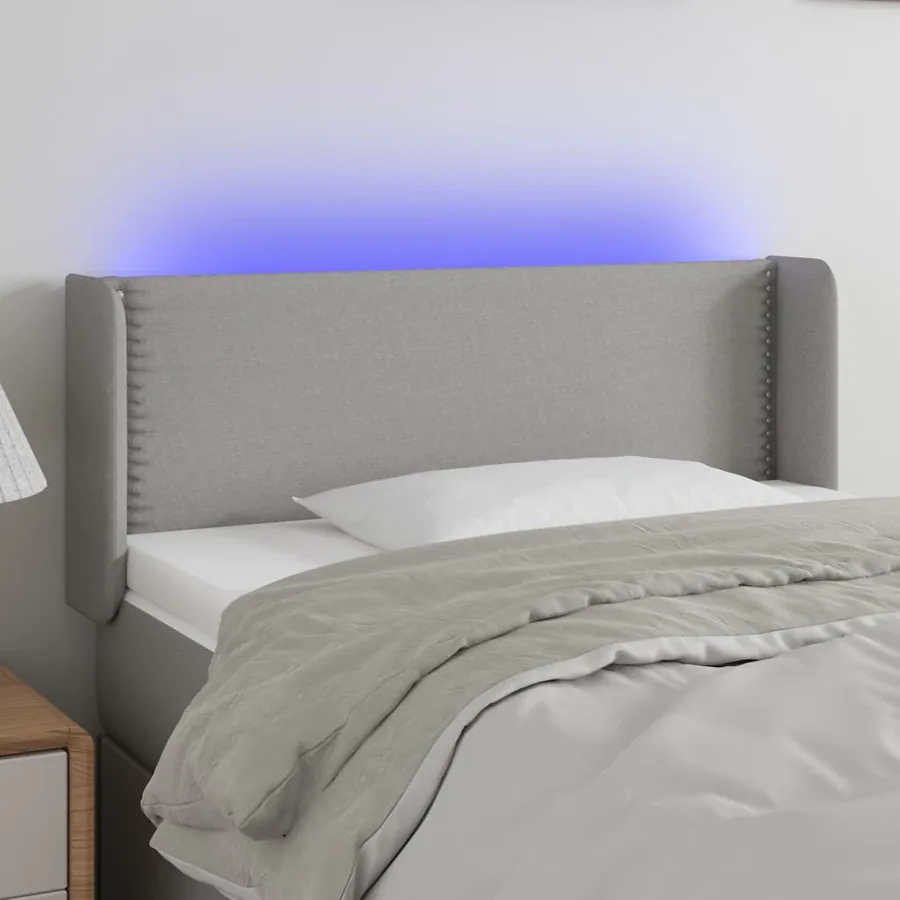 Tête de lit à LED Gris clair 93x16x78/88 cm Tissu