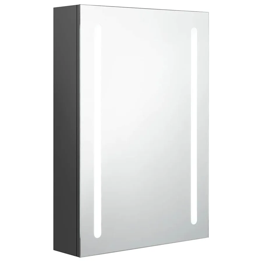 Armoire de salle de bain à miroir LED gris 50x13x70 cm - 2