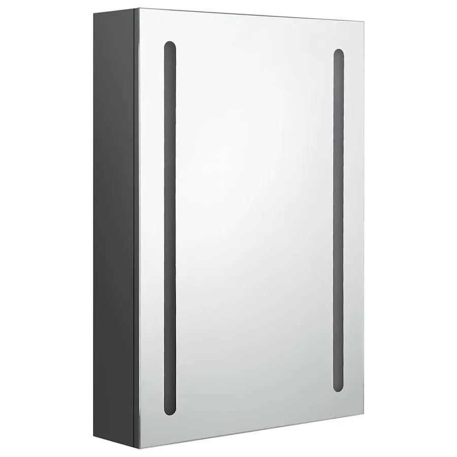 Armoire de salle de bain à miroir LED gris 50x13x70 cm - 3