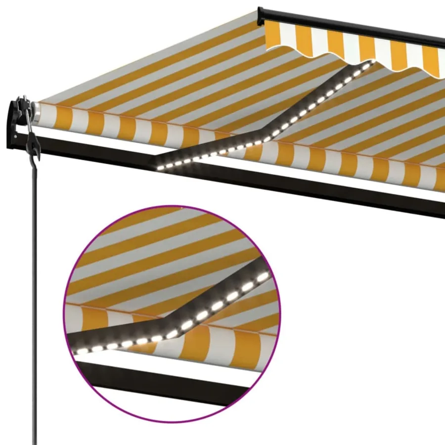 Auvent automatique capteur de vent/LED 500x300cm Jaune et blanc - 4