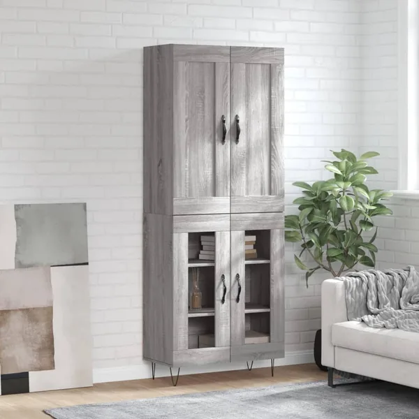 Buffet haut Sonoma gris 69,5x34x180 cm Bois d'ingénierie