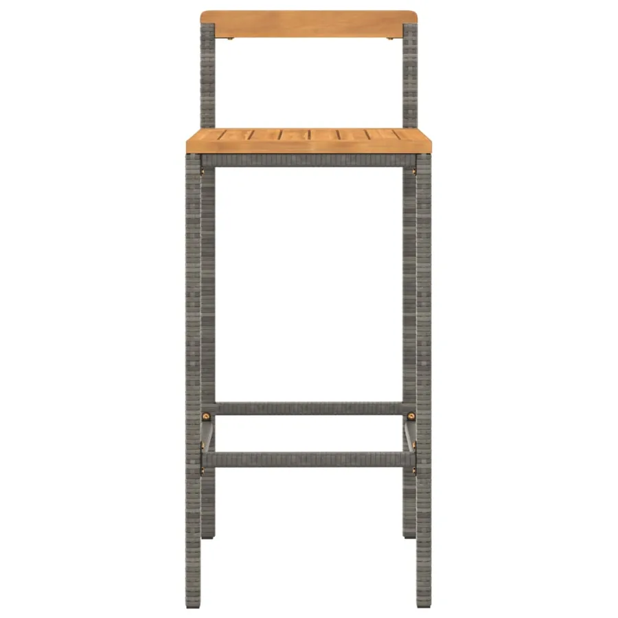 Tabourets de bar lot de 2 gris résine tressée et bois d'acacia - 4