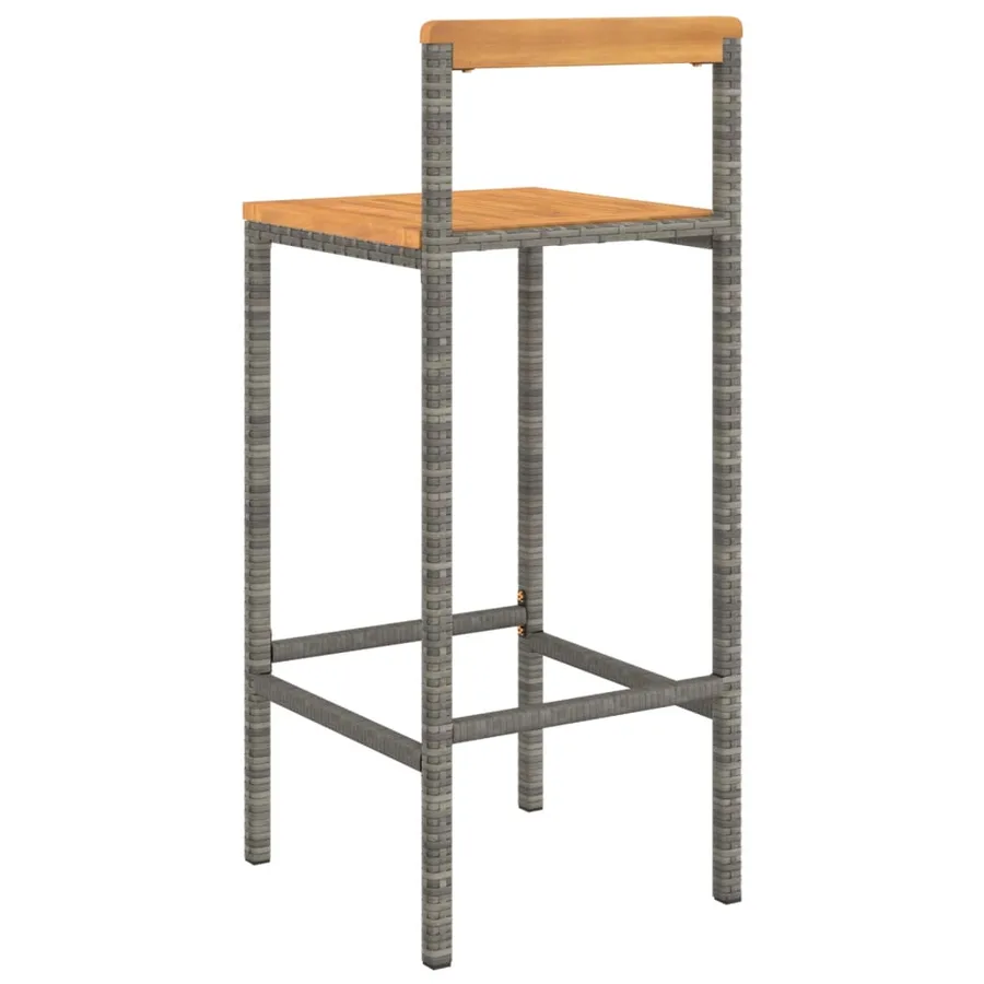 Tabourets de bar lot de 2 gris résine tressée et bois d'acacia - 6