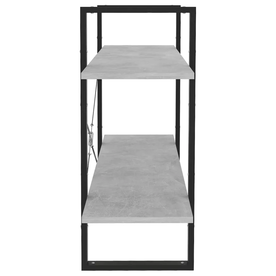 Bibliothèque à 2 niveaux gris béton 100x30x70cm bois ingénierie - 6