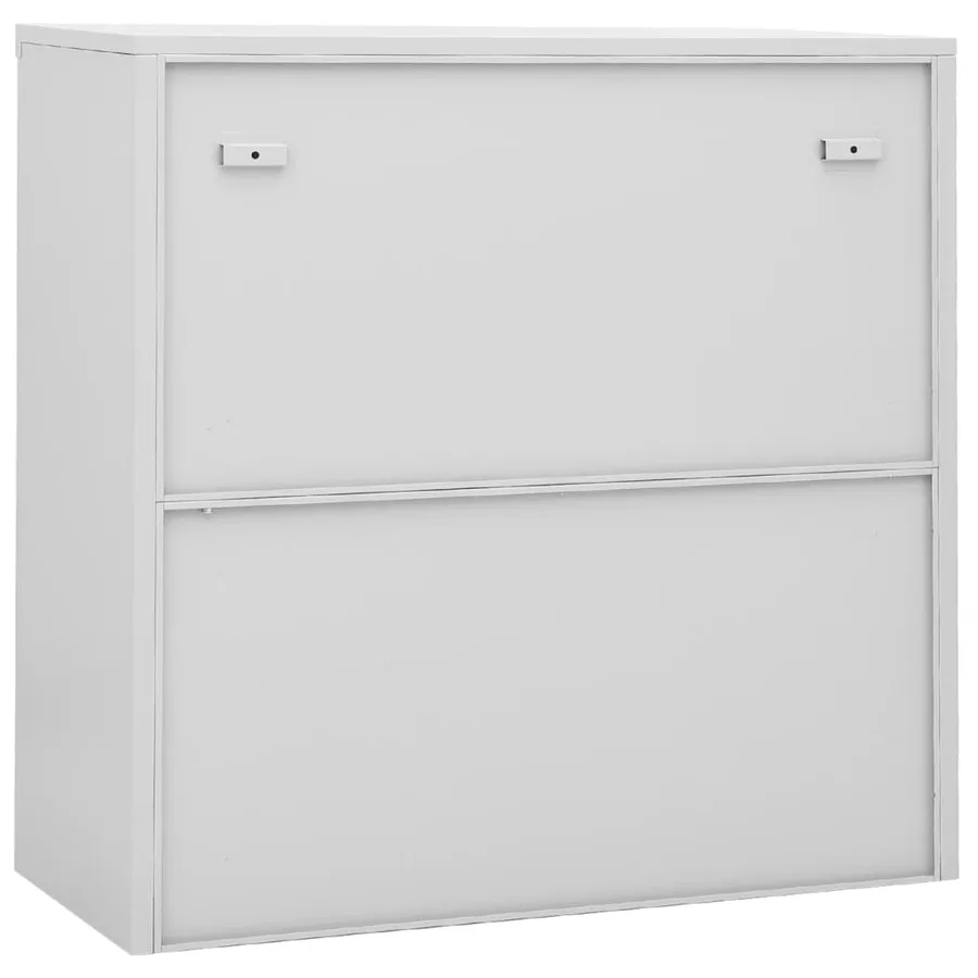 Armoire de bureau porte coulissante Gris clair 90x40x90cm Acier - 5