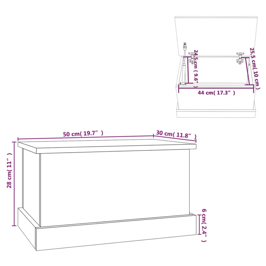 Coffre de rangement Chêne Sonoma 50x30x28 cm Bois d'ingénierie - 8