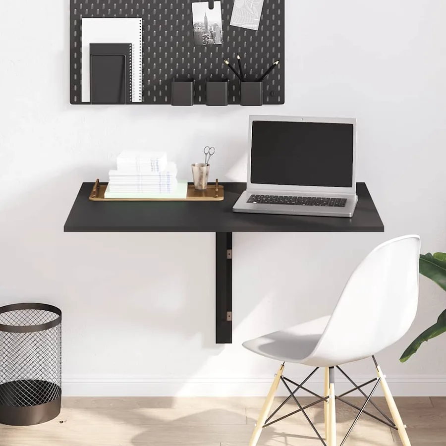 Table murale pliable Noir 100x60x56 cm Bois d'ingénierie