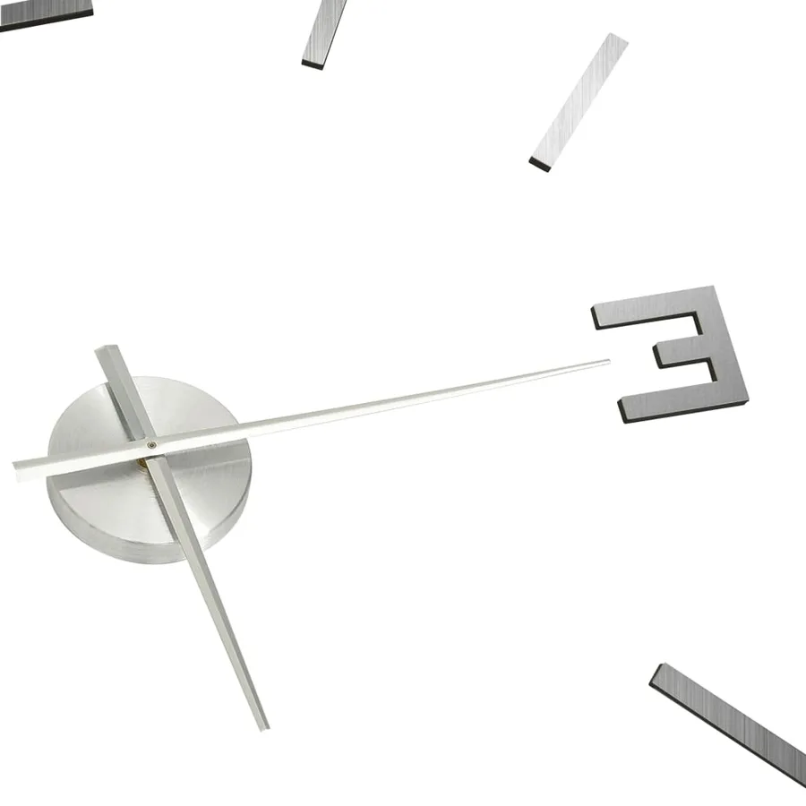 Horloge murale 3D Design moderne Argenté 100 cm XXL - 4