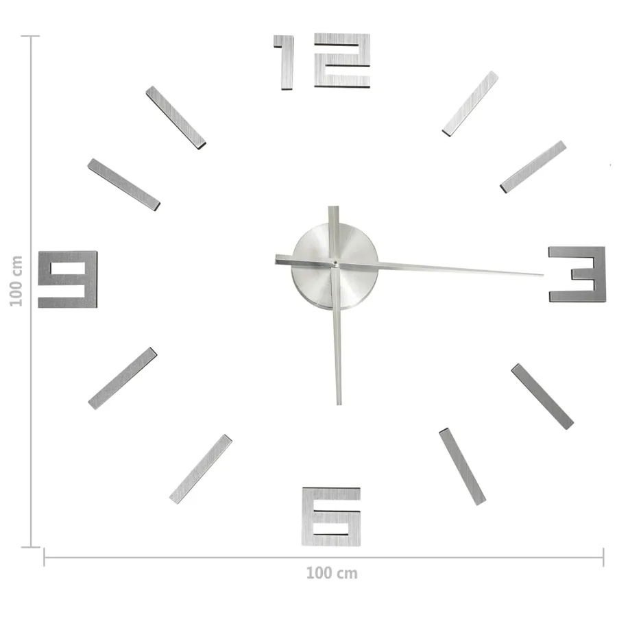 Horloge murale 3D Design moderne Argenté 100 cm XXL - 5