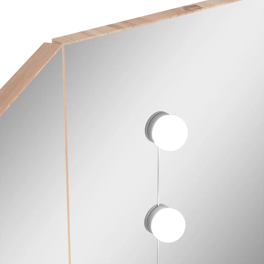 Coiffeuse d'angle avec LED Chêne 111x54x141,5 cm - 10