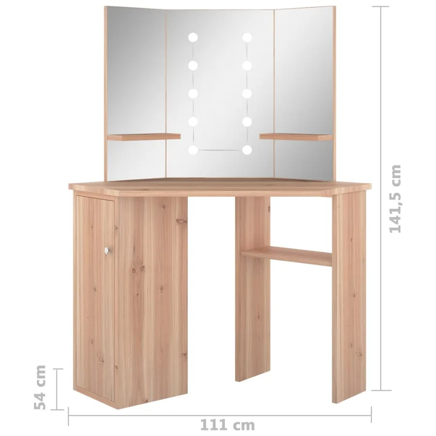 Coiffeuse d'angle avec LED Chêne 111x54x141,5 cm - 12