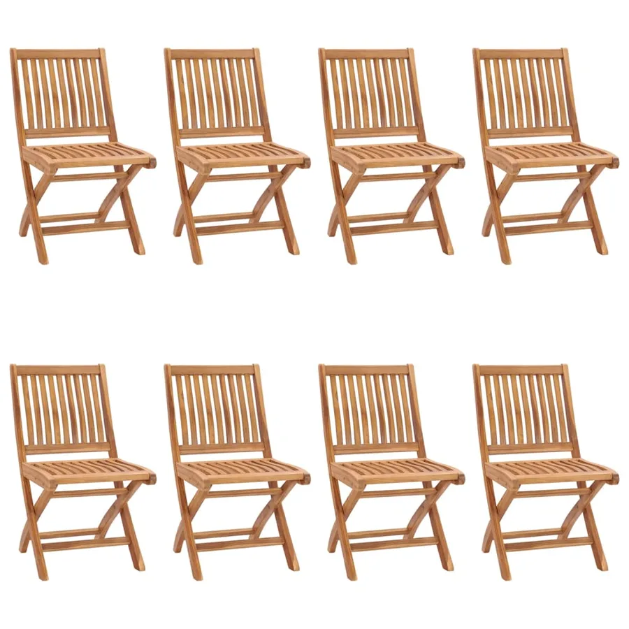 Chaises pliables de jardin avec coussins lot de 8 Teck solide - 3