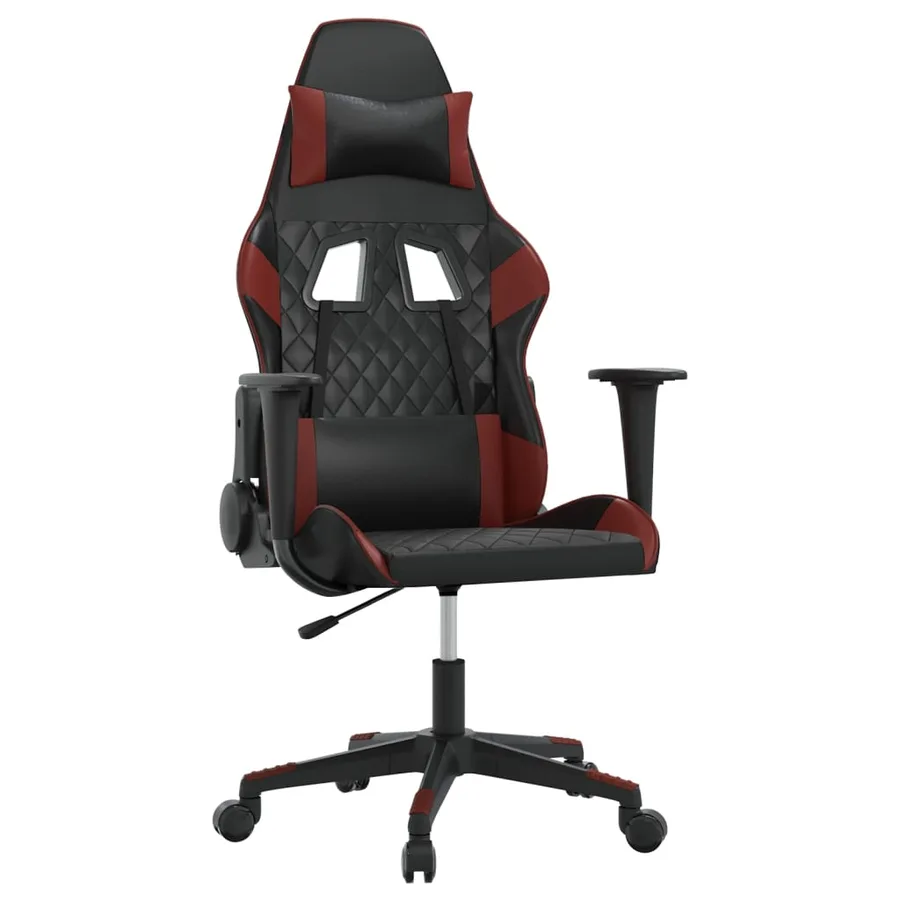 Chaise de jeu de massage Noir et rouge bordeaux Similicuir - 2