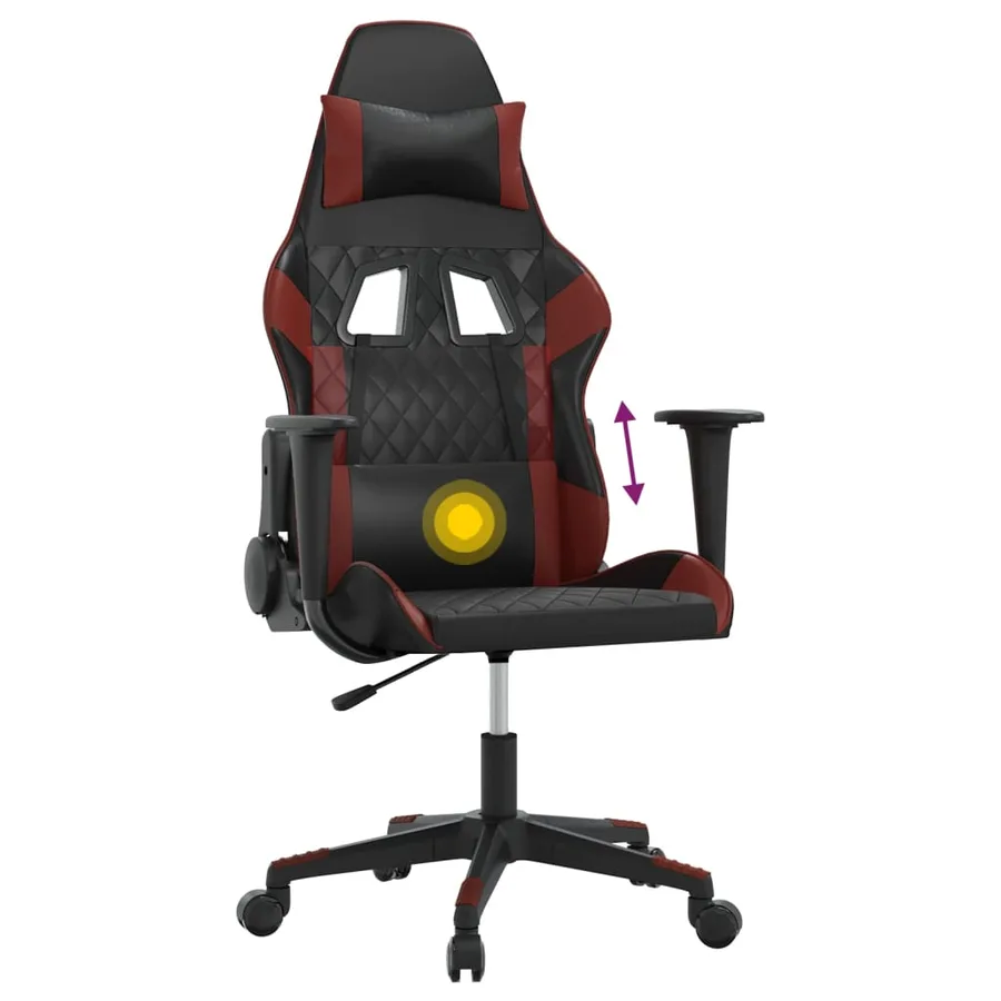 Chaise de jeu de massage Noir et rouge bordeaux Similicuir - 7