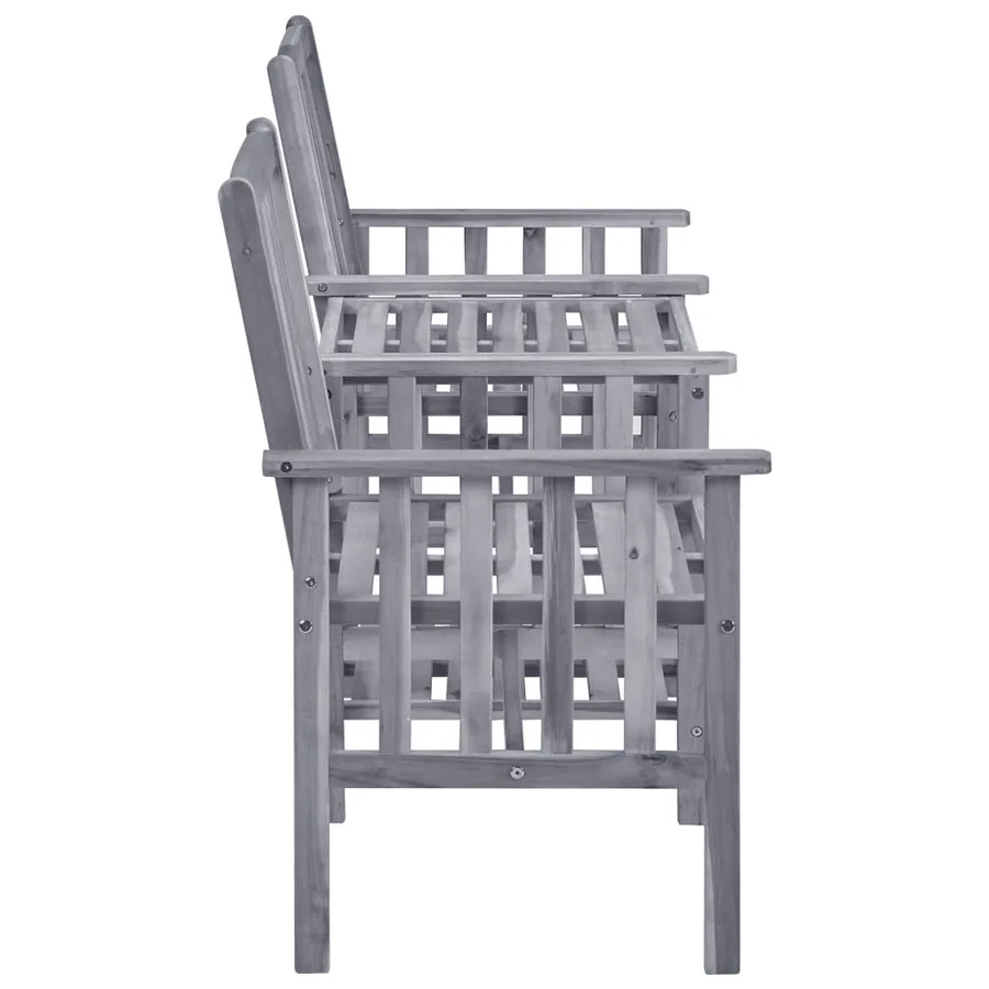 Chaises de jardin avec table à thé et coussins Acacia solide - 4