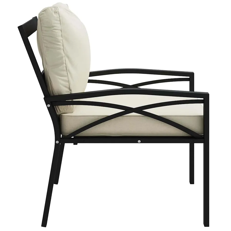 Chaises de jardin et coussins sable lot de 2 68x76x79 cm acier - 6