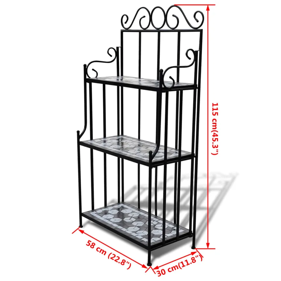 Support pour plantes Mosaïque noir et blanc - 5