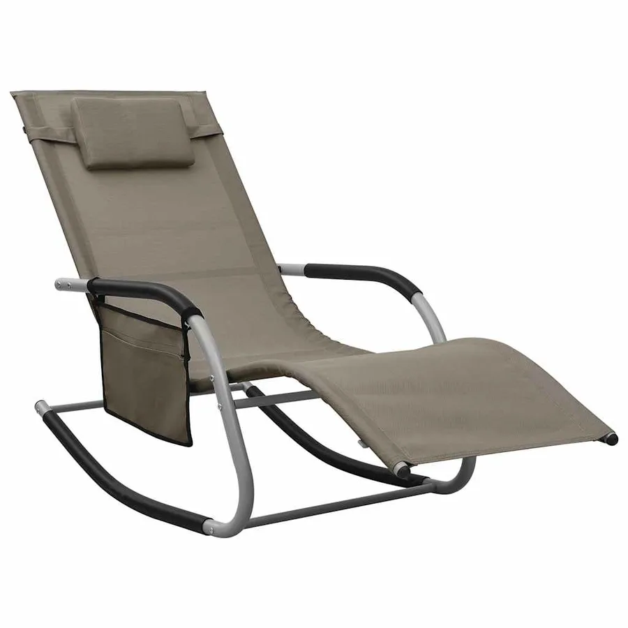Chaises longues lot de 2 Textilène Crème et gris - 10
