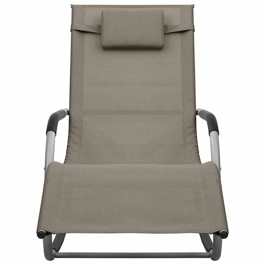 Chaises longues lot de 2 Textilène Crème et gris - 11